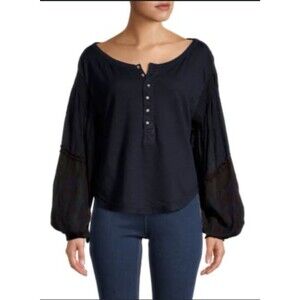 Free people XS Light magic Henley shirt navy